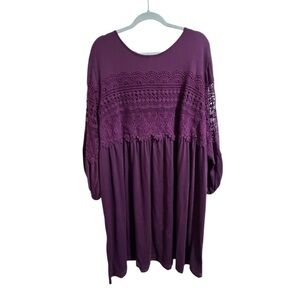 JohnPaulRichard Woman Maroon Crochet Lace Dress 3X